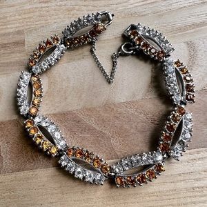 Vintage Estate Bogoff rhinestone silver tone cocktail bracelet